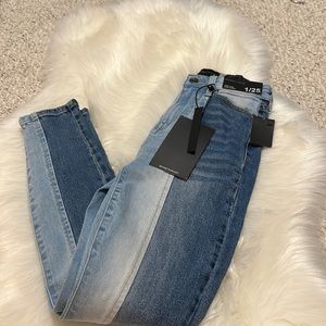 NWT KENDALL & KYLIE ULTRA BABE SKINNY TWO TONE HIGH WAIST JEANS
